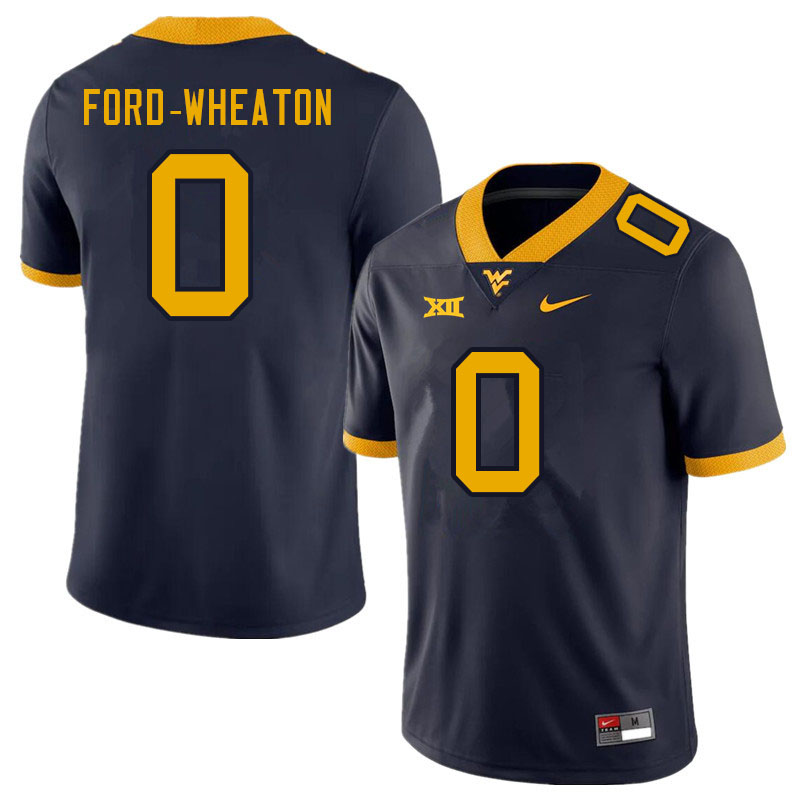 NCAA Men's Bryce Ford-Wheaton West Virginia Mountaineers Navy #0 Nike Stitched Football College Authentic Jersey TP23U35GR